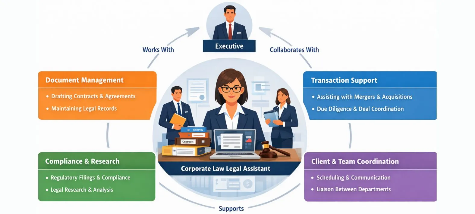 corporate law legal assistant responsibilities